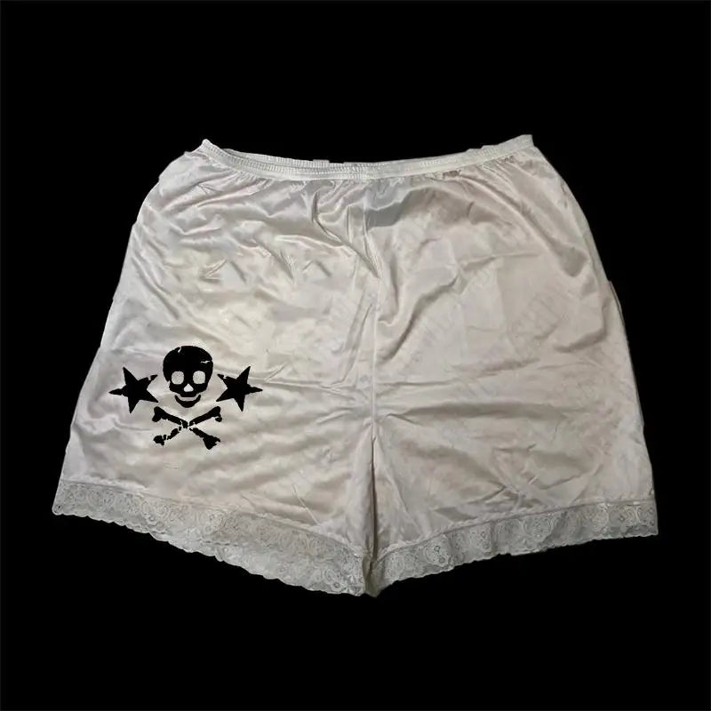 Y2k-pantalones cortos con estampado de calavera para mujer, ropa de calle con gráfico gótico, camisola Vintage de Hip Hop sin mangas, Top corto Sexy Harajuku Punk oscuro YUNO STUDIOS