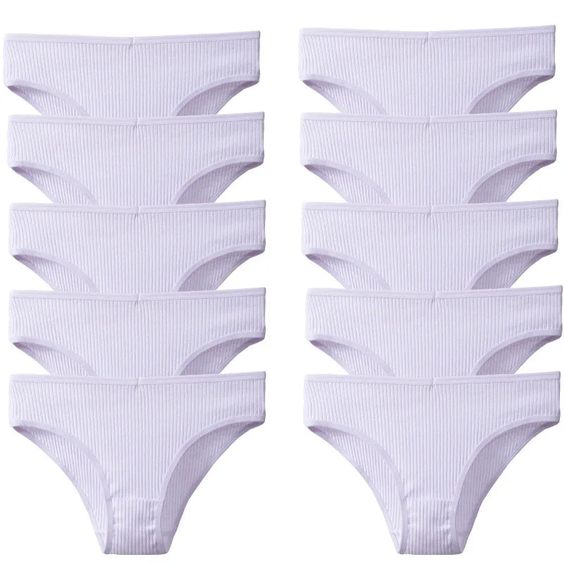 BZEL 10 unids/set de bragas para mujer, ropa interior Sexy transpirable, lencería cómoda, calzoncillos a rayas de algodón, calzoncillos acogedores de moda en oferta