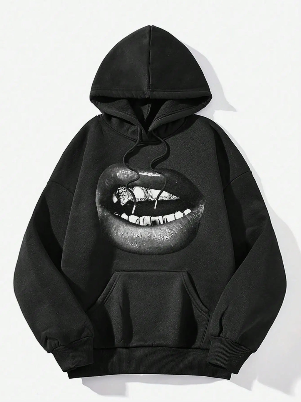 Sudadera con capucha para mujer con estampado de labios creativo y fresco, ropa superior de estilo minimalista para otoño e invierno, 2025