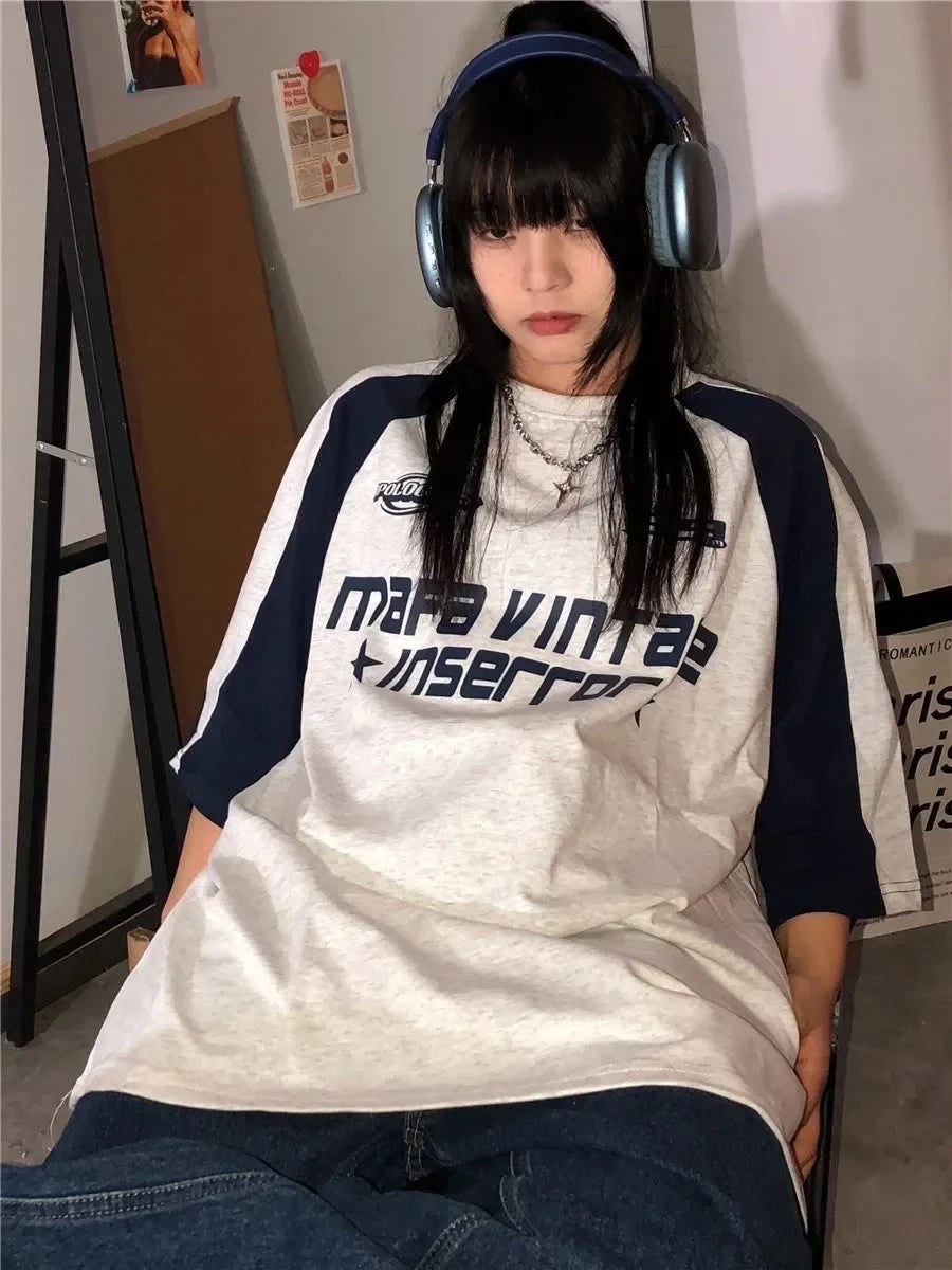 Y2K-ropa de calle Vintage coreana, camisetas informales Acubi Harajuku Egirl de manga corta, camisetas de estética Grunge de gran tamaño, Tops, ropa YUNO STUDIOS