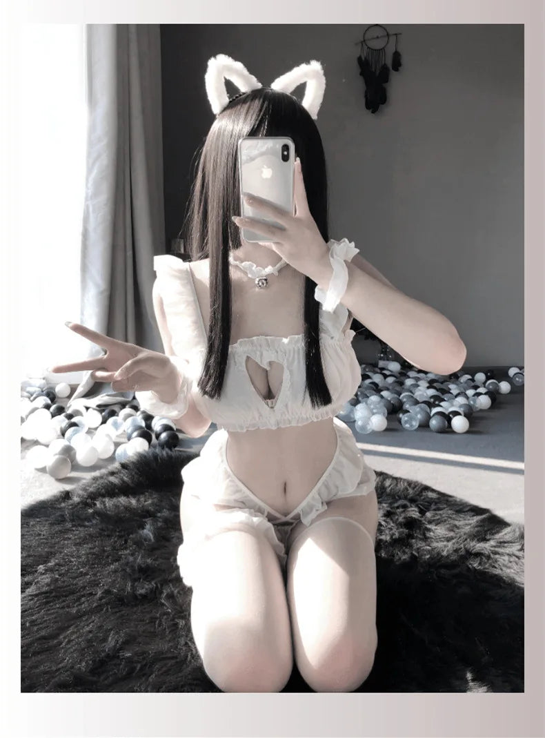 Disfraz exótico de vaca de Anime, conjunto de lencería de Bikini de estilo japonés para juego de rol, ropa de dormir nocturna, ropa para discoteca, uniforme de sirvienta