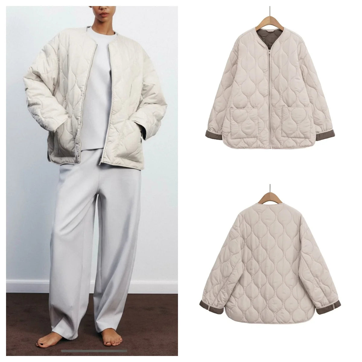 Chaqueta de algodón cálida con diamantes, informal, holgada, estilo europeo y americano, invierno 2025 YUNO STUDIOS