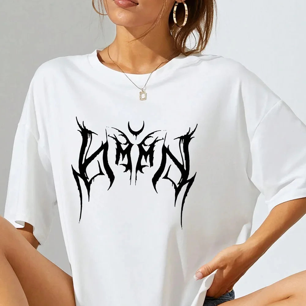Camiseta Y2K para mujer, camiseta holgada de estilo Hip-Hop con estampado de letras Punk para mujer, Tops de manga corta de gran tamaño Harajuku, ropa Y2K, camiseta Vintage