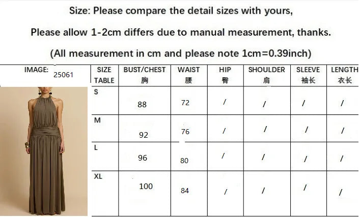 Ropa de mujer europea y americana 2025, novedad de verano, vestido largo plisado con cuello y espalda descubierta, vestido con temperamento