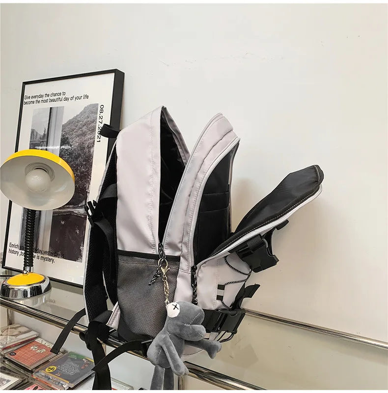 Mochila bolso de skate hombres mujeres moda fresco raya reflectante mochila estudiante mochila personalizada de gran capacidad