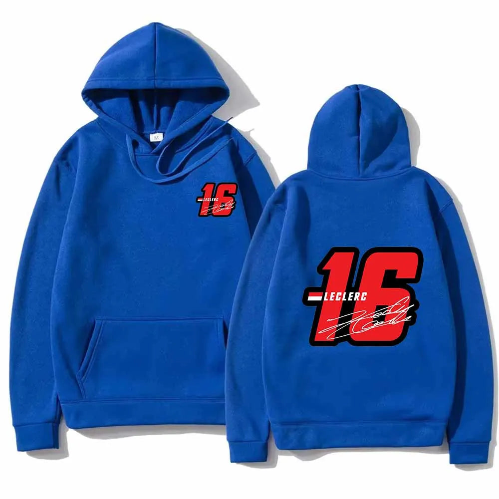 Sudaderas con capucha de moda Sudaderas gráficas Cordón suelto Número 16 Charles Leclerc Racer Jersey con capucha estampado Tops unisex