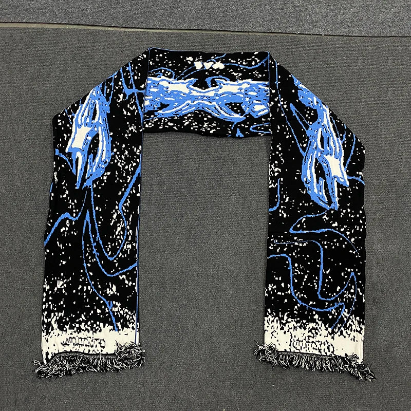 Bufanda de punto con flecos de Jacquard para invierno, ropa de calle de moda, calentador de cuello para parejas, novedad de Instagram YUNO STUDIOS