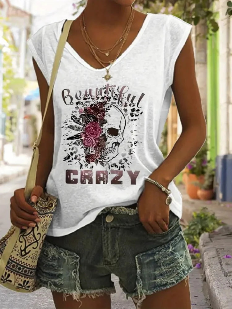 2025 nuevo chaleco sin mangas para mujer con tótem Retro Para sol y luna estampado verano calle Casual moda S-5XL