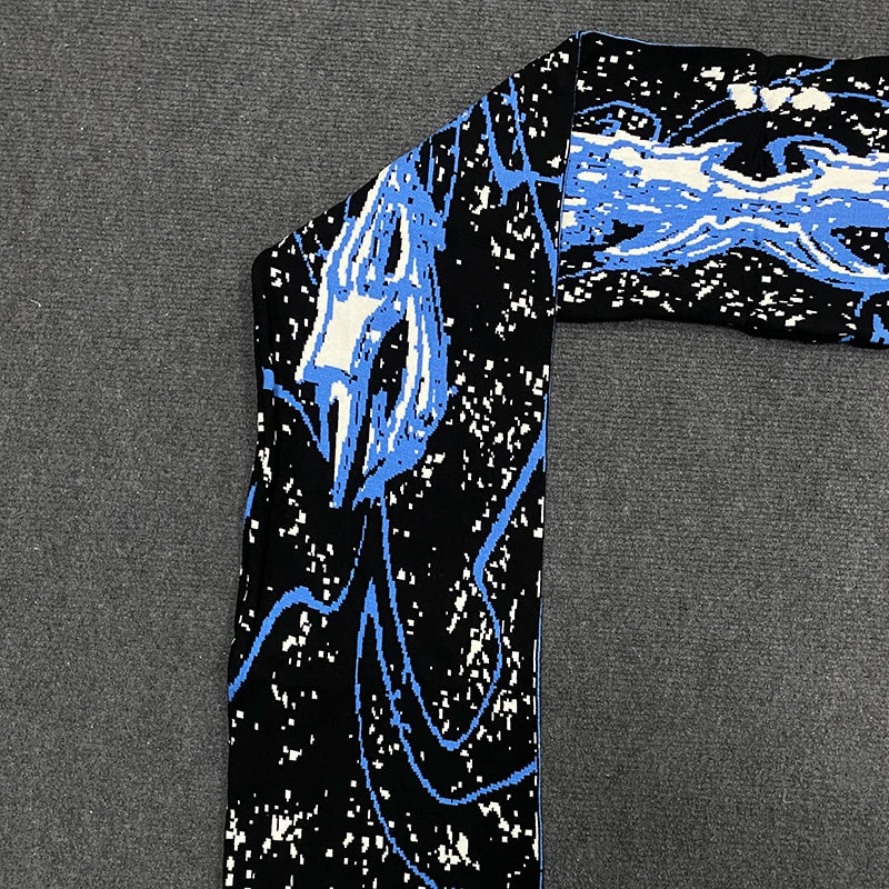 Bufanda de punto con flecos de Jacquard para invierno, ropa de calle de moda, calentador de cuello para parejas, novedad de Instagram