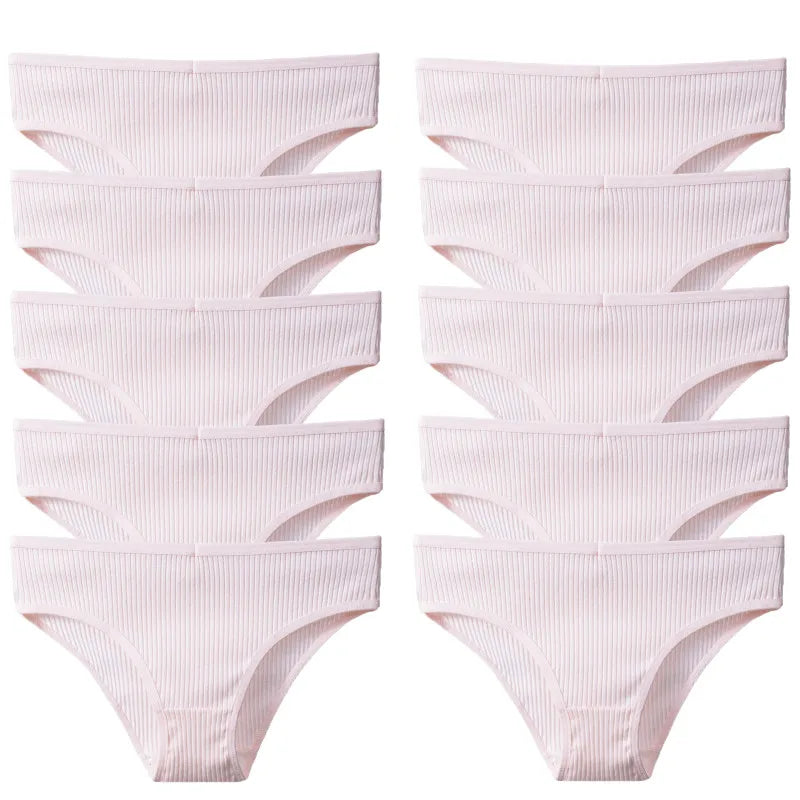 BZEL 10 unids/set de bragas para mujer, ropa interior Sexy transpirable, lencería cómoda, calzoncillos a rayas de algodón, calzoncillos acogedores de moda en oferta